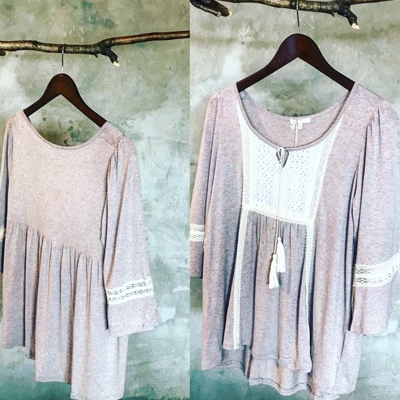 MYSTREE 3/4 BELLE SLV LACE BIB TOP - Picture 3 of 8